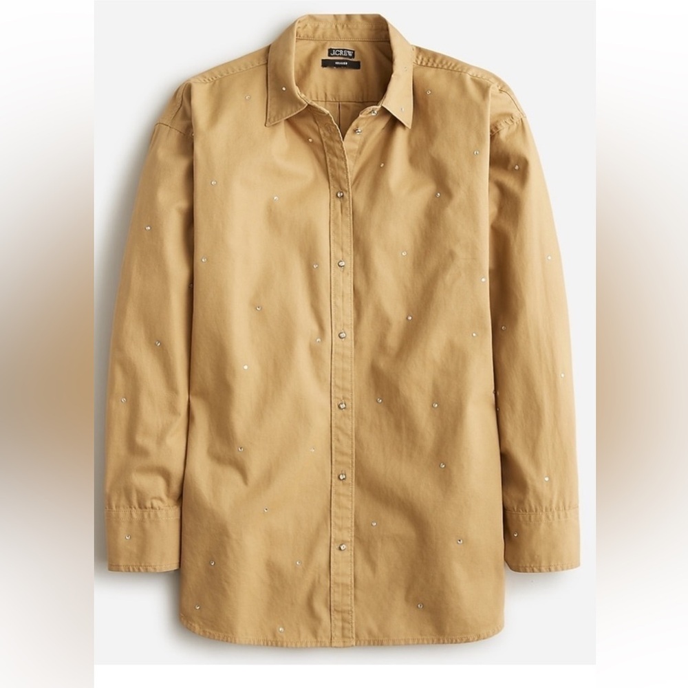 J. Crew Tan Button-Down Shirt with Stud Details